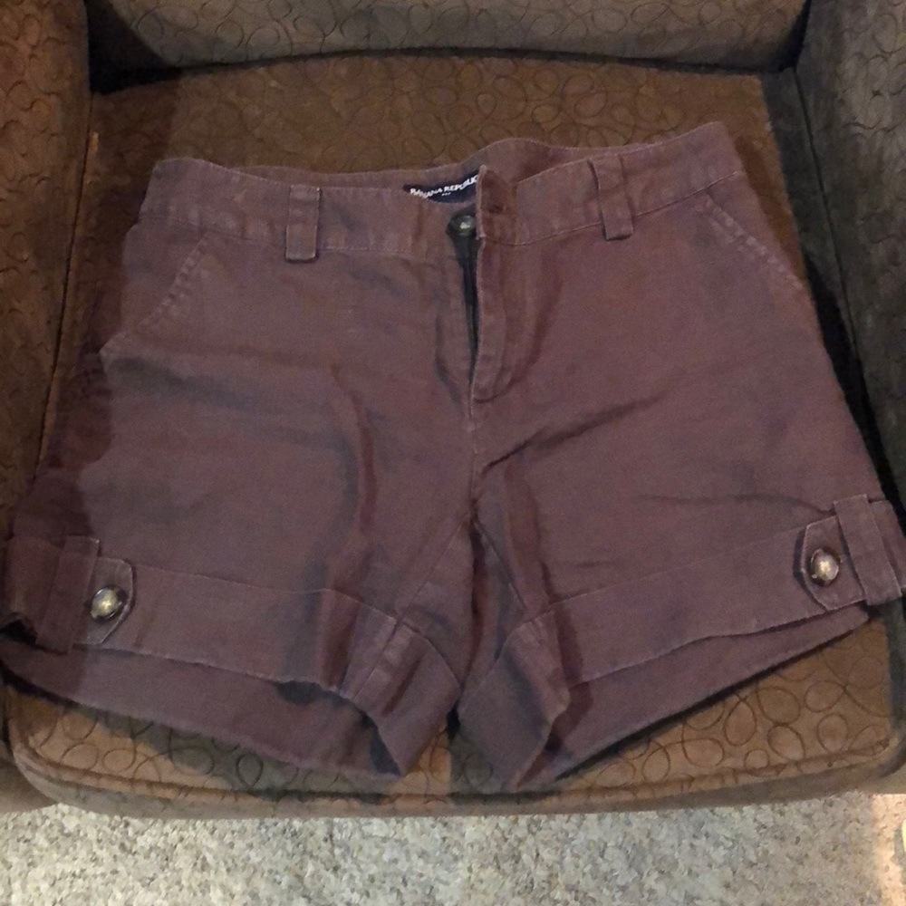 Brown linen shorts